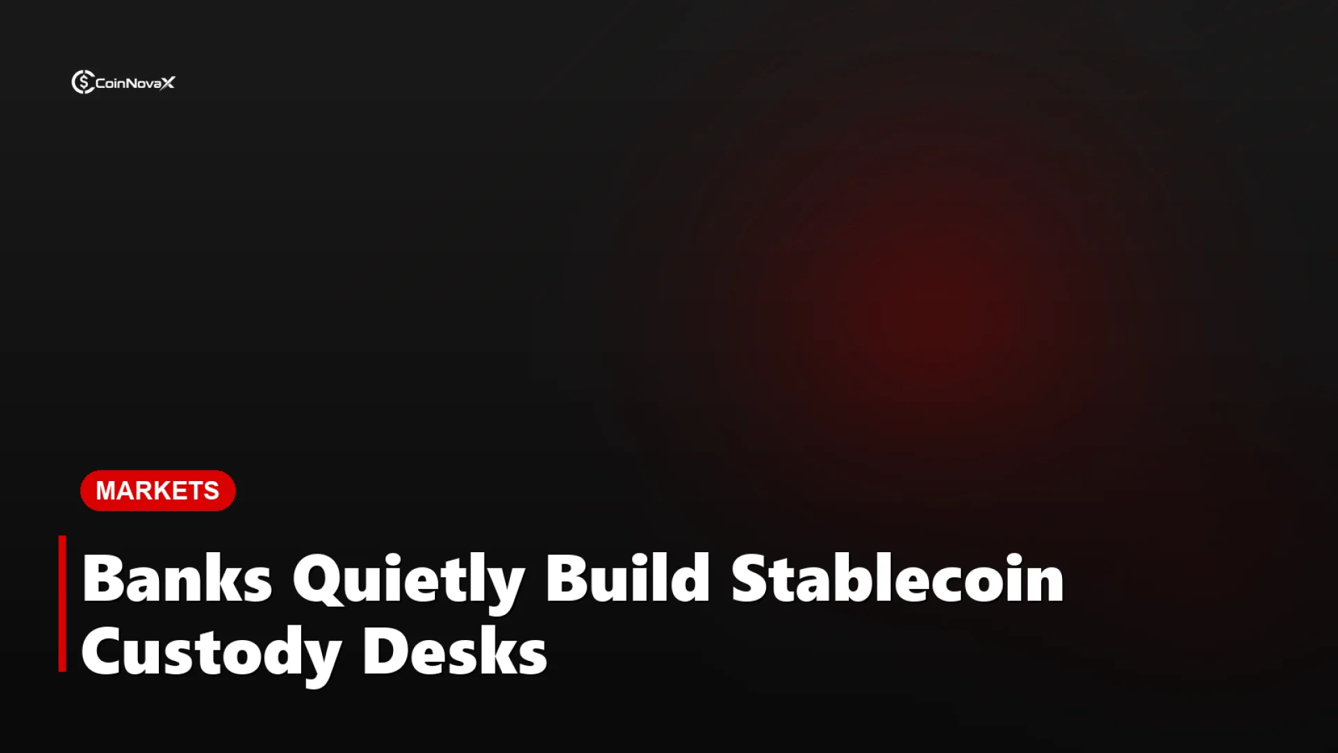 A bank vault door partly open, glowing with a digital stablecoin token symbol inside, suggesting institutional custody o