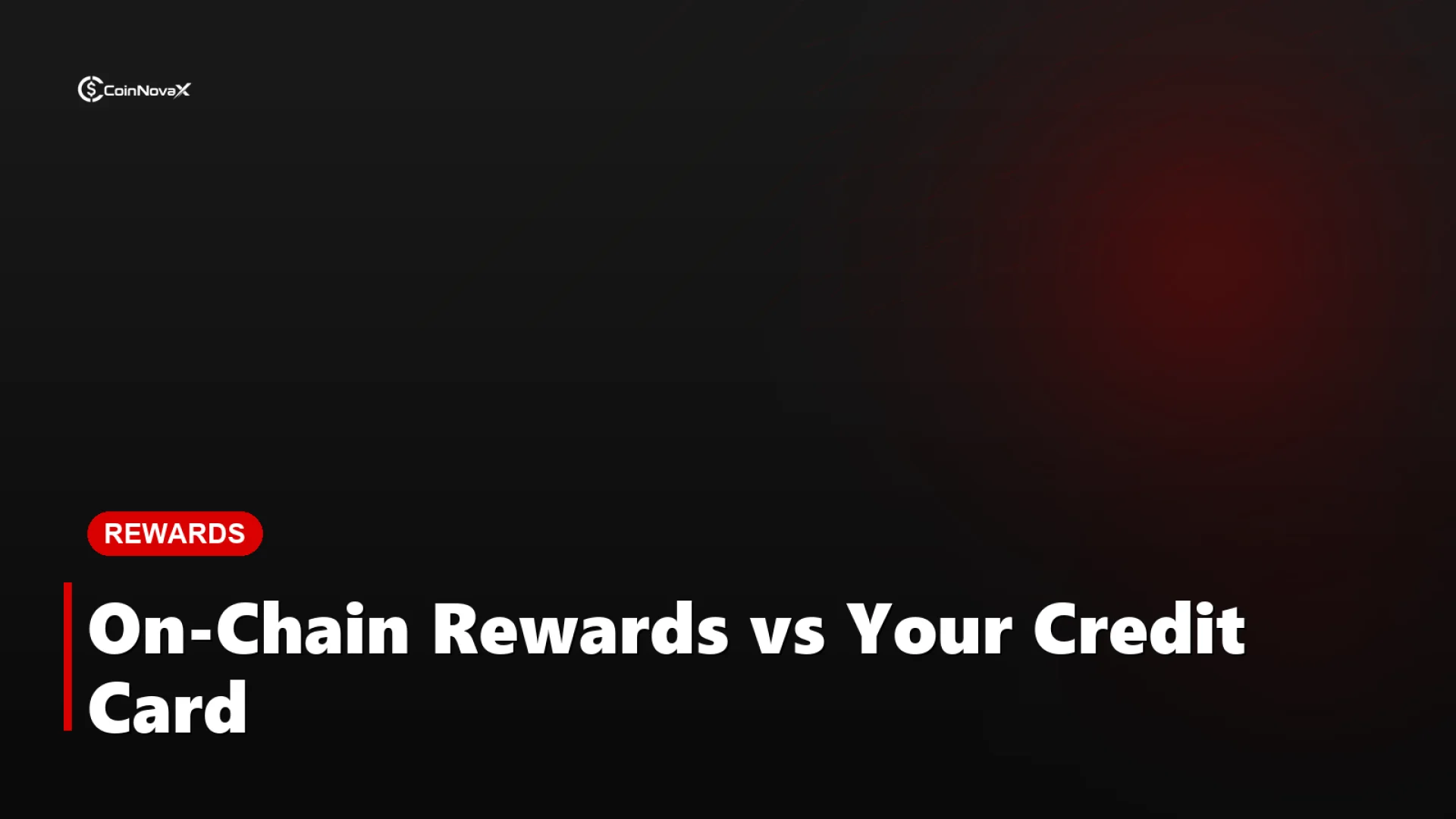 A digital loyalty card and a credit card side by side over a glowing blockchain ledger grid with reward point icons